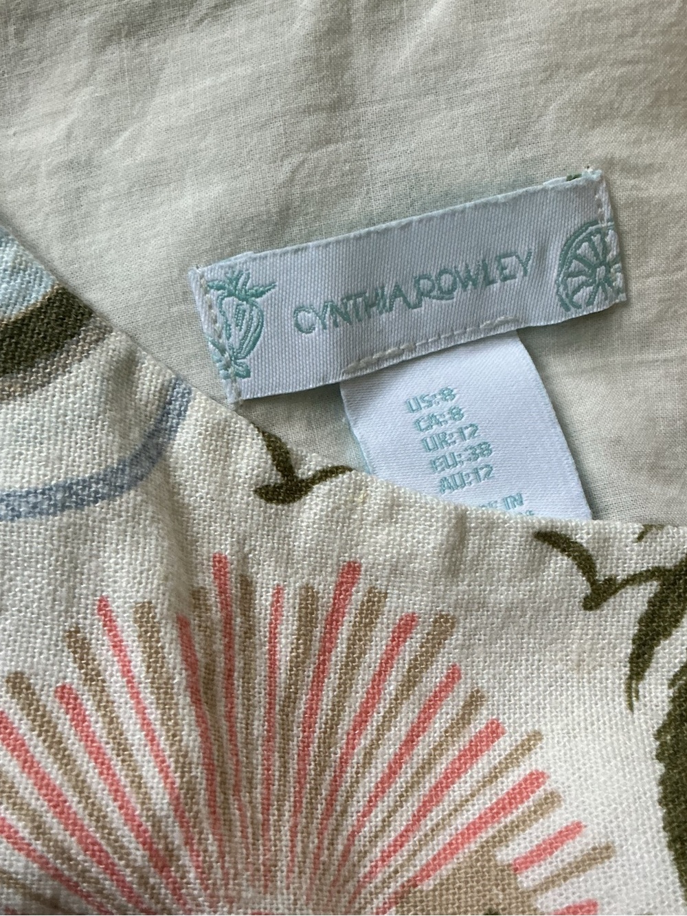 Cynthia Rowley Tropical Print Linen Maxi Dress 8 - Picture 5 of 5